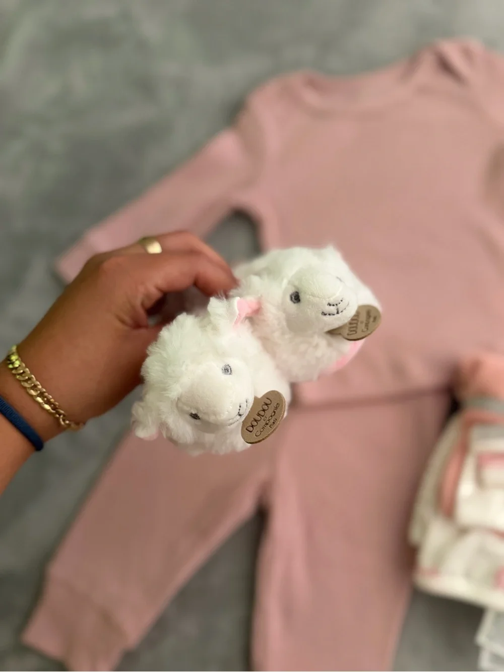 Carter's Dusty Pink Ribbed Baby Lounge Set with Matching Bodysuits